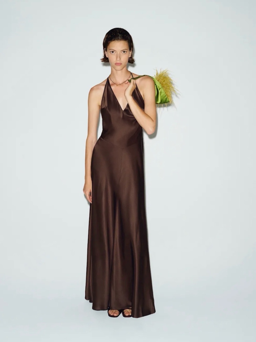 REFORMATION Lara Silk Dress in Black Bean M
